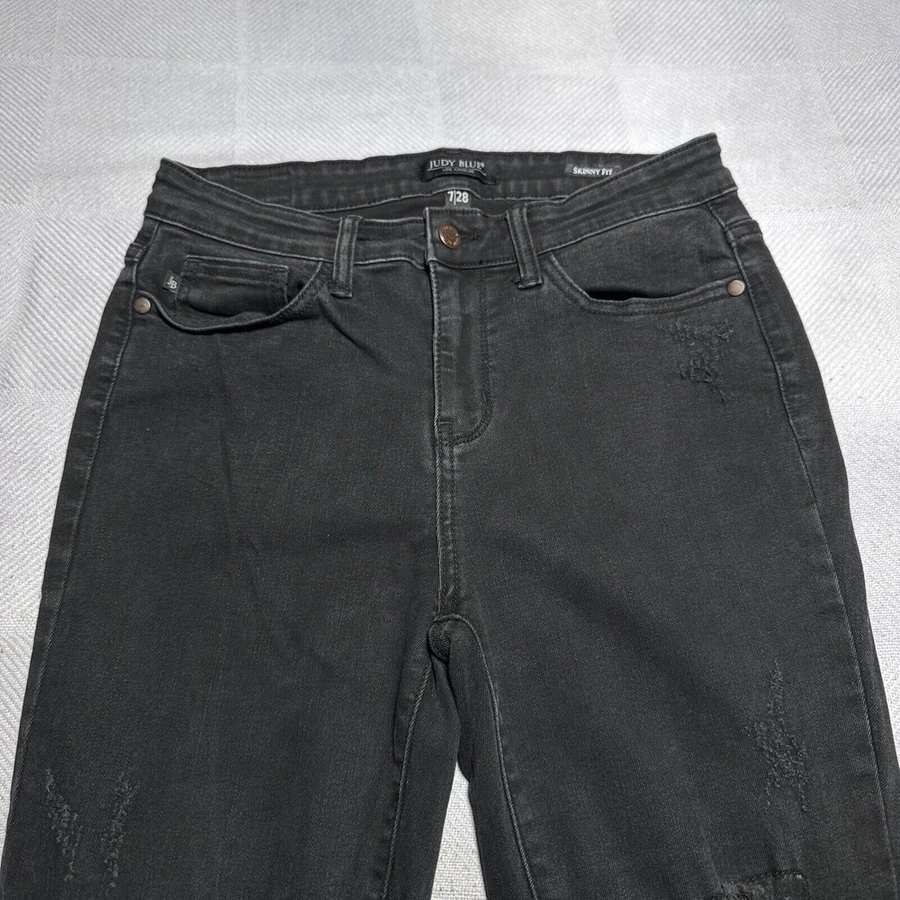 Judy‎ Blue Mid Rise Distressed Leopard Print Patch Skinny Fit Jeans Size 7/28 - Picture 2 of 16